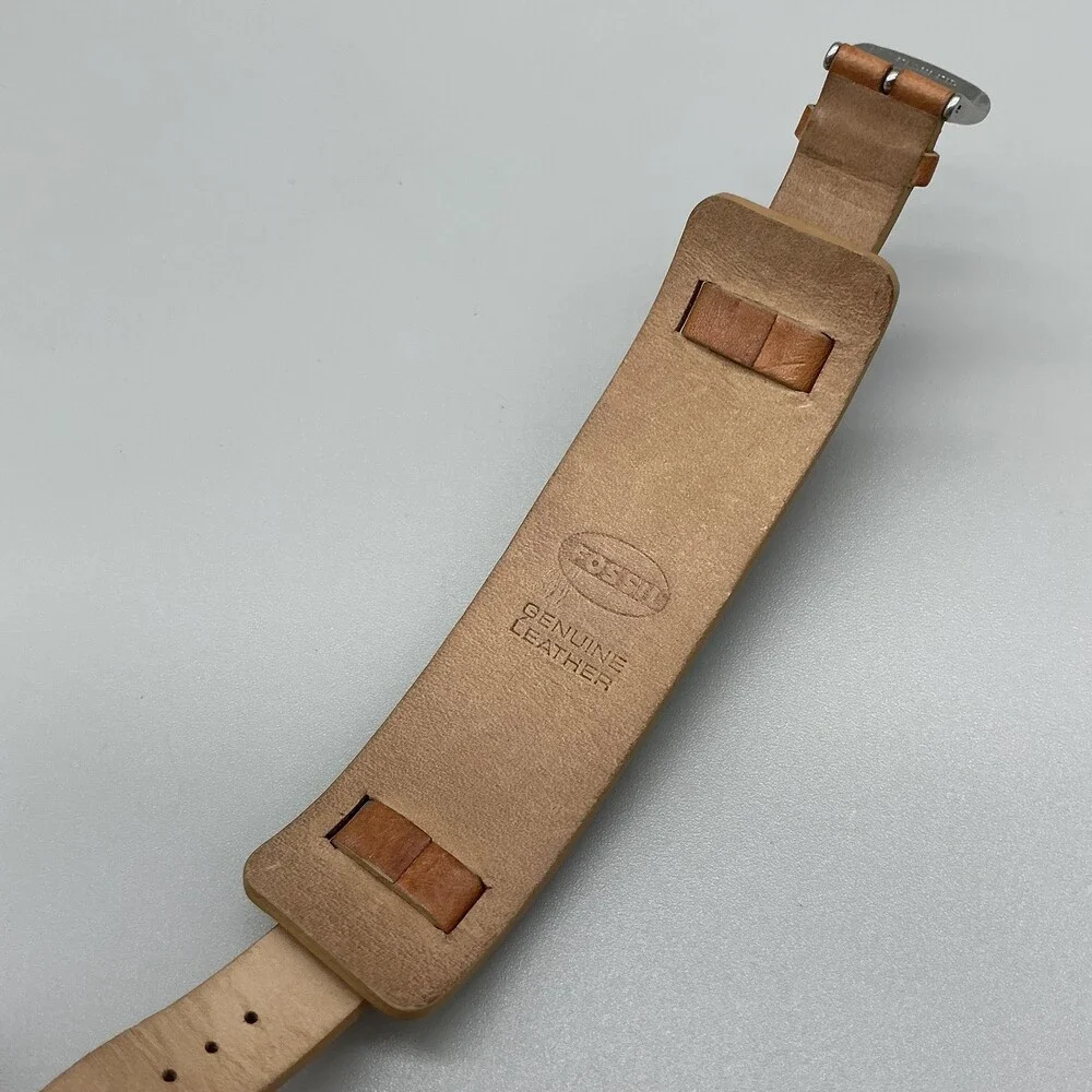Fossil JR-8083 Womens Watch 26mm Silver Tone Brown Leather Bund Date New Battery
